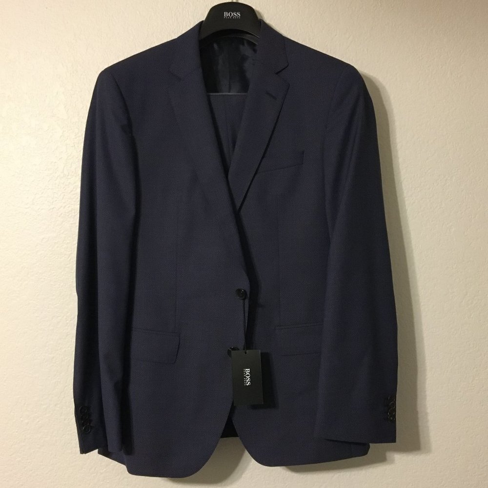 BOSS HUGE/GENIUS TRIM FIT WOOL SUIT
